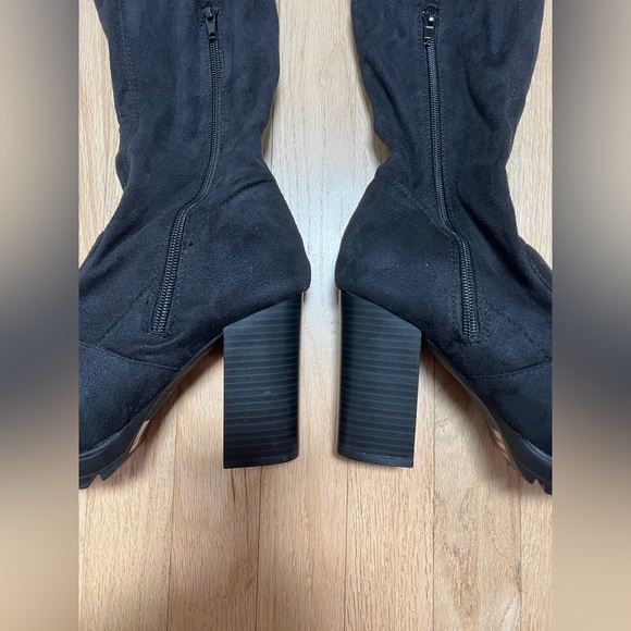 Womens Black Over the Knee Faux Suede Boots 8/9 NWOT - Picture 8 of 9